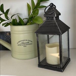 Vintage Brushed Black Battery Operated Lantern
